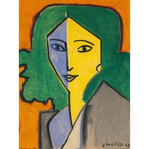 Madame L.D. - Portrait vert, bleu et jaune (1947)